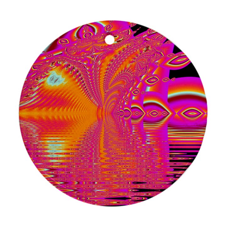 Magenta Boardwalk Carnival, Abstract Ocean Shimmer Round Ornament