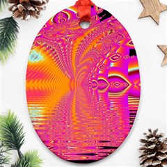 Magenta Boardwalk Carnival, Abstract Ocean Shimmer Oval Ornament by DianeClancy