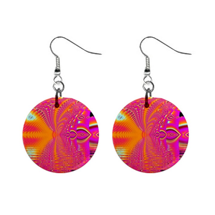 Magenta Boardwalk Carnival, Abstract Ocean Shimmer Mini Button Earrings