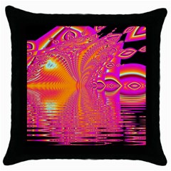 Magenta Boardwalk Carnival, Abstract Ocean Shimmer Black Throw Pillow Case by DianeClancy