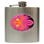 Magenta Boardwalk Carnival, Abstract Ocean Shimmer Hip Flask Front