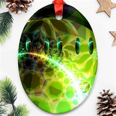 Dawn Of Time, Abstract Lime & Gold Emerge Oval Ornament