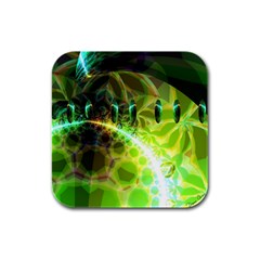 Dawn Of Time, Abstract Lime & Gold Emerge Drink Coasters 4 Pack (square) by DianeClancy