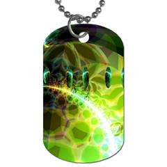 Dawn Of Time, Abstract Lime & Gold Emerge Dog Tag (one Sided) by DianeClancy