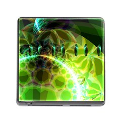 Dawn Of Time, Abstract Lime & Gold Emerge Memory Card Reader With Storage (square) by DianeClancy