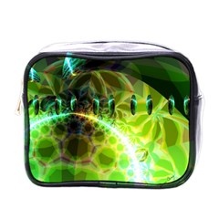 Dawn Of Time, Abstract Lime & Gold Emerge Mini Travel Toiletry Bag (one Side) by DianeClancy