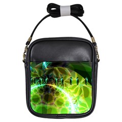 Dawn Of Time, Abstract Lime & Gold Emerge Girl s Sling Bag by DianeClancy