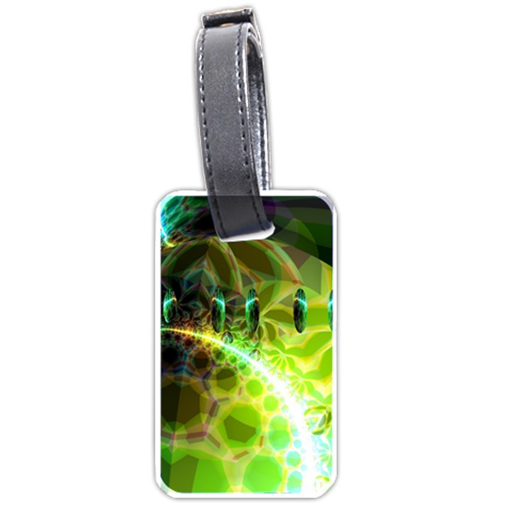 Dawn Of Time, Abstract Lime & Gold Emerge Luggage Tag (One Side)