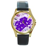 Life With Fibro2 Round Leather Watch (Gold Rim)  Front