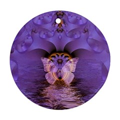 Artsy Purple Awareness Butterfly Round Ornament by FunWithFibro