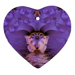 Artsy Purple Awareness Butterfly Heart Ornament by FunWithFibro