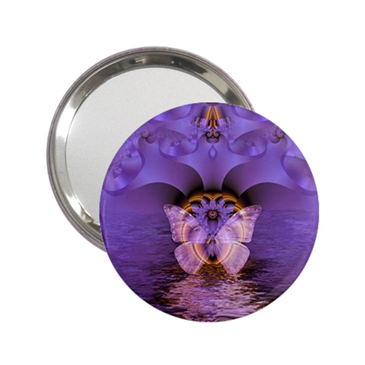 Artsy Purple Awareness Butterfly Handbag Mirror (2.25 )