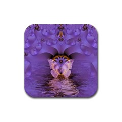 Artsy Purple Awareness Butterfly Drink Coaster (square) by FunWithFibro