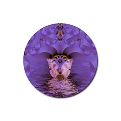 Artsy Purple Awareness Butterfly Drink Coaster (round) by FunWithFibro