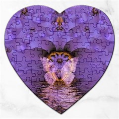 Artsy Purple Awareness Butterfly Jigsaw Puzzle (heart) by FunWithFibro