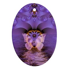 Artsy Purple Awareness Butterfly Oval Ornament (two Sides) by FunWithFibro