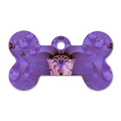 Artsy Purple Awareness Butterfly Dog Tag Bone (one Sided)