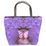 Artsy Purple Awareness Butterfly Bucket Handbag Back