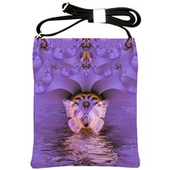 Artsy Purple Awareness Butterfly Shoulder Sling Bag by FunWithFibro