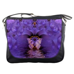 Artsy Purple Awareness Butterfly Messenger Bag by FunWithFibro