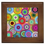 Psychedelic Flowers Framed Ceramic Tile Front