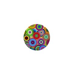 Psychedelic Flowers 1  Mini Button by StuffOrSomething