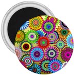 Psychedelic Flowers 3  Button Magnet Front