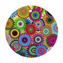 Psychedelic Flowers Round Ornament by StuffOrSomething