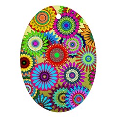 Psychedelic Flowers Oval Ornament