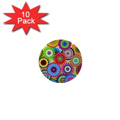 Psychedelic Flowers 1  Mini Button (10 Pack) by StuffOrSomething