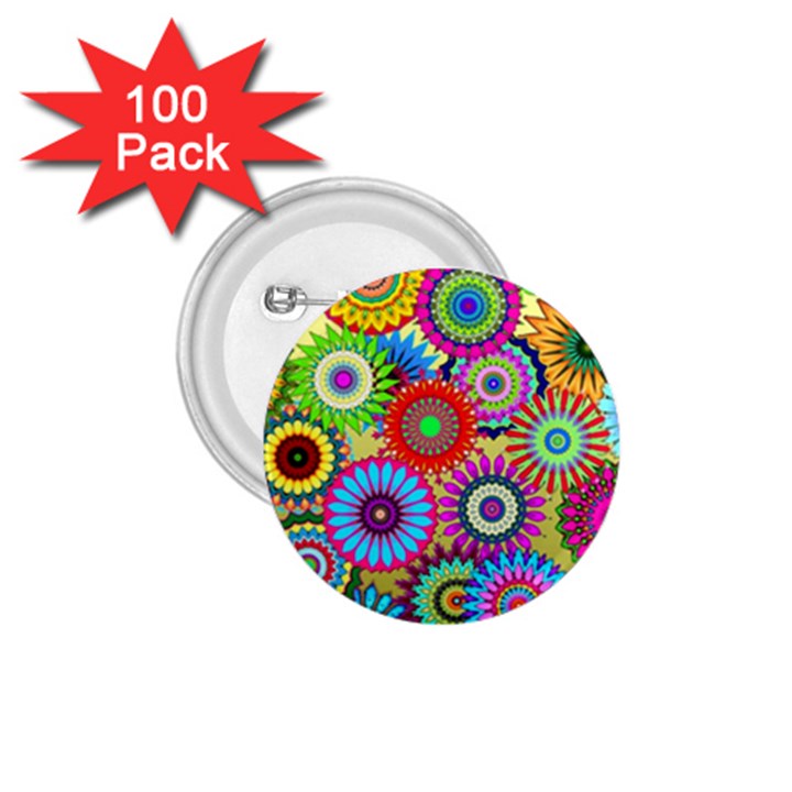 Psychedelic Flowers 1.75  Button (100 pack)