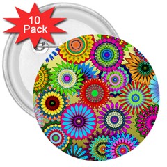 Psychedelic Flowers 3  Button (10 Pack) by StuffOrSomething