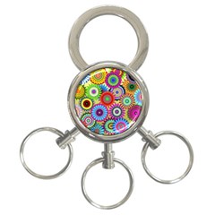 Psychedelic Flowers 3-ring Key Chain by StuffOrSomething