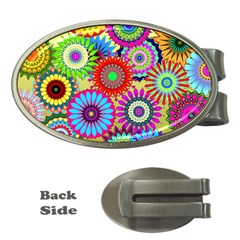 Psychedelic Flowers Money Clip (oval) by StuffOrSomething