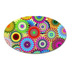 Psychedelic Flowers Magnet (oval) by StuffOrSomething