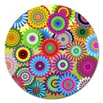 Psychedelic Flowers Magnet 5  (Round) Front