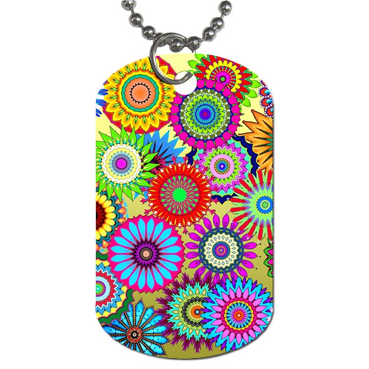 Psychedelic Flowers Dog Tag (Two-sided) 