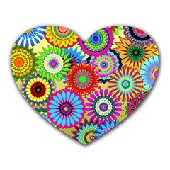 Psychedelic Flowers Mouse Pad (heart) by StuffOrSomething