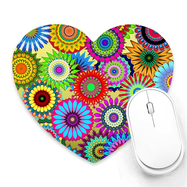 Psychedelic Flowers Mouse Pad (Heart)