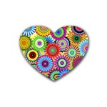 Psychedelic Flowers Drink Coasters (Heart) Front