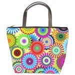 Psychedelic Flowers Bucket Handbag Front