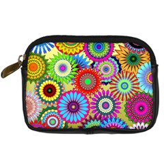 Psychedelic Flowers Digital Camera Leather Case by StuffOrSomething