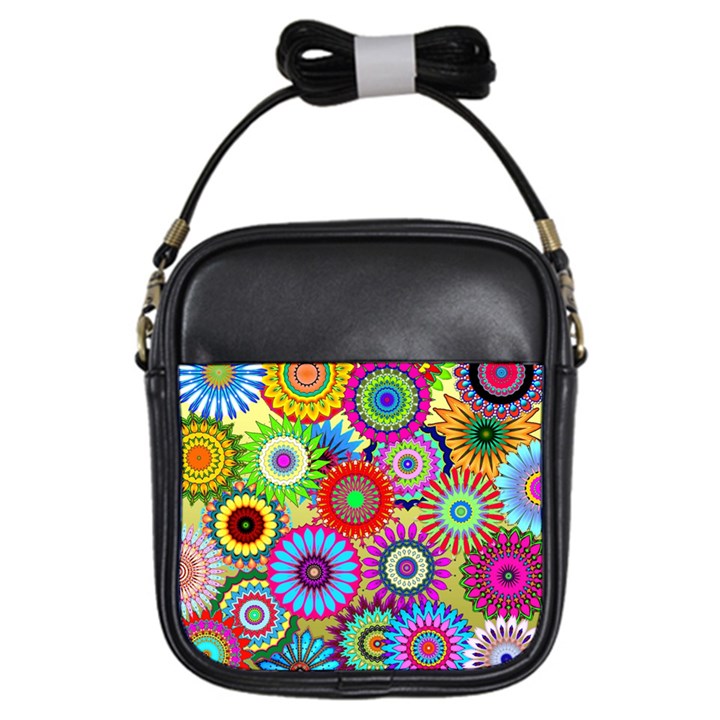 Psychedelic Flowers Girl s Sling Bag