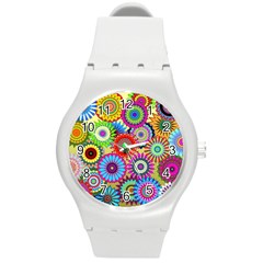 Psychedelic Flowers Plastic Sport Watch (medium) by StuffOrSomething