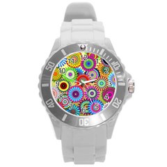 Psychedelic Flowers Plastic Sport Watch (large) by StuffOrSomething