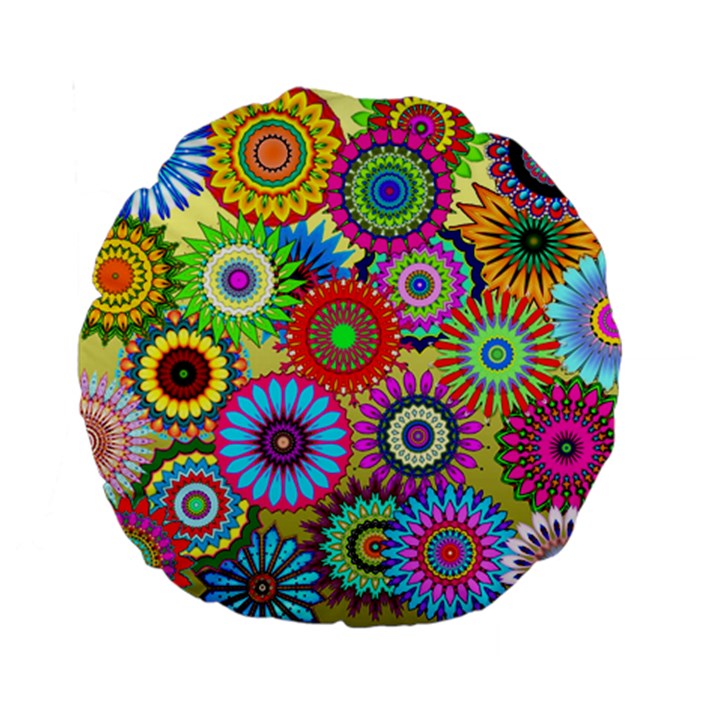 Psychedelic Flowers 15  Premium Round Cushion 