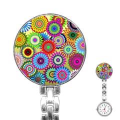 Psychedelic Flowers Stainless Steel Nurses Watch by StuffOrSomething