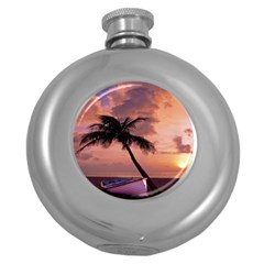 Sunset At The Beach Hip Flask (round) by StuffOrSomething