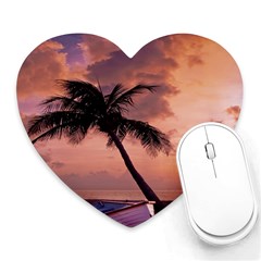 Sunset At The Beach Mouse Pad (heart) by StuffOrSomething