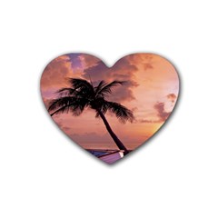 Sunset At The Beach Drink Coasters 4 Pack (heart)  by StuffOrSomething